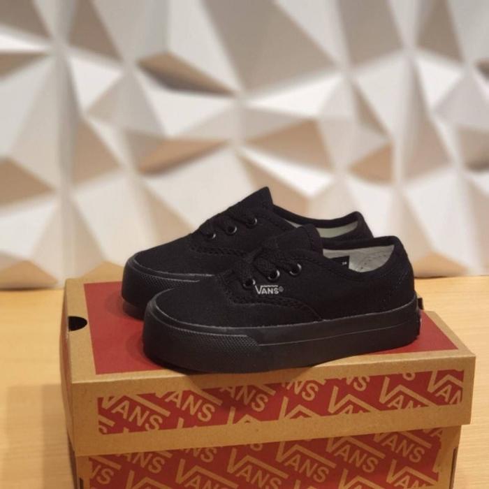 Produk Sepatu Vans Anak Authentic Laki Laki Perempuan Hitam Polos