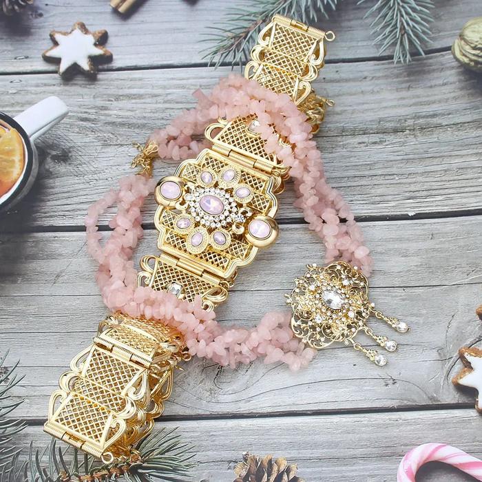 Neovisson Set Perhiasan Gaya Fashion Kalung Manik-manik Batu Alam