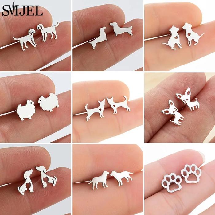 Anting-Anting Kecil Anjing Chihuahua Lucu Kancing untuk Wanita