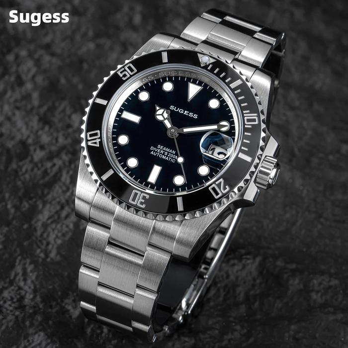 Jam Tangan Sugess Men Diver NH35 Jam Tangan Mekanis Otomatis Tanggal
