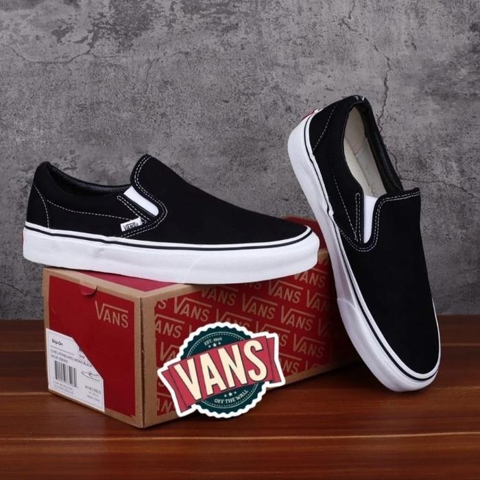Produk Sepatu vans pria slip on tanpa tali casual kanvas wanita santai