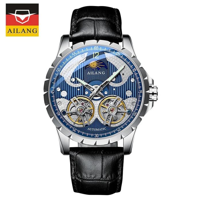 AILANG Jam Tangan Tourbillon Ganda Mewah Jam Tangan Pria Kedap Air