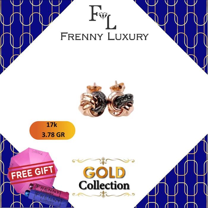 Anting Emas Rose Gold Ameero Tusuk Round Lavani 17K