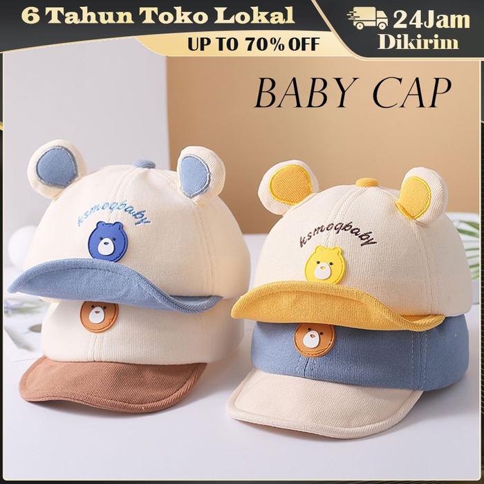 Topi Anak Beruang telinga pompom bunyi kerincing Rattle / Topi Sweet