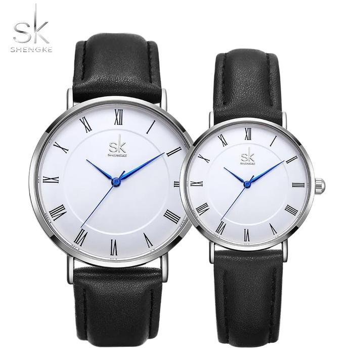 Jam Tangan Pasangan Shengke Set Jam Tangan Kuarsa untuk Pria dan