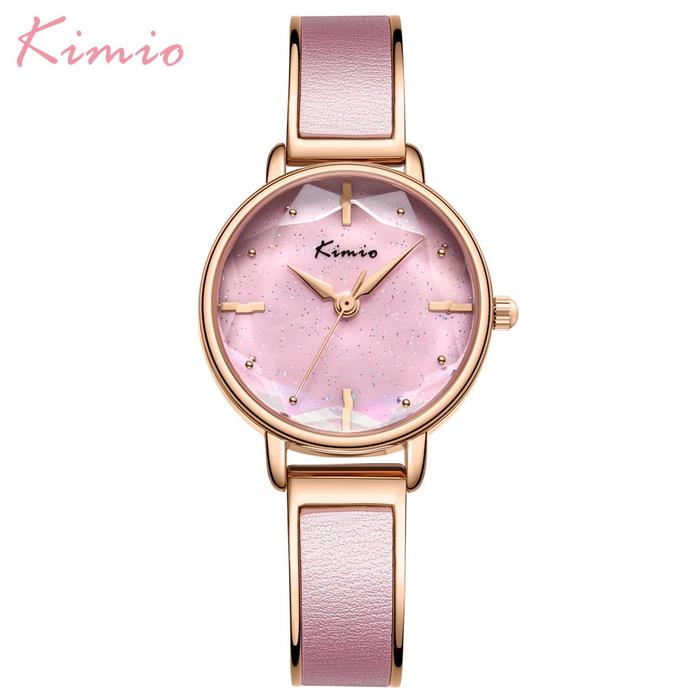 Kimio Merek Mewah Wanita Jam Tangan Gelang Fashion Merah Muda Jam