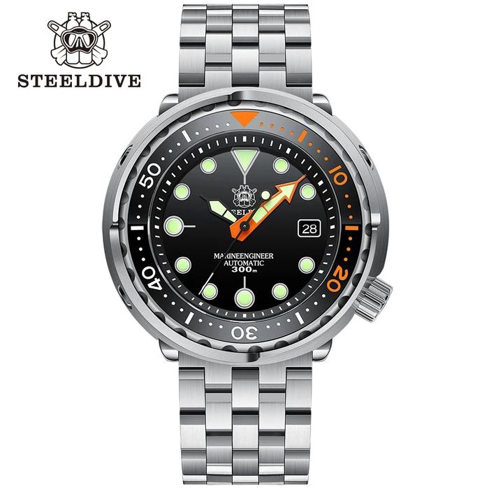 Jam tangan menyelam mekanis otomatis, STEELDIVE resmi SD1975C keramik