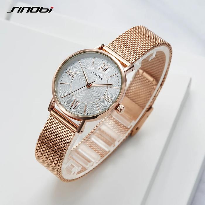 Sinobi Jam Tangan Wanita Elegan Jam Tangan Gelang Baja Tahan Karat