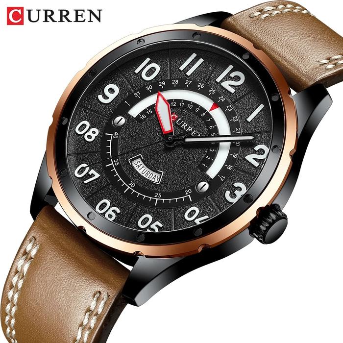 Curren Pria Jam Tangan Top Brand Mewah Kulit Quartz Militer Watch