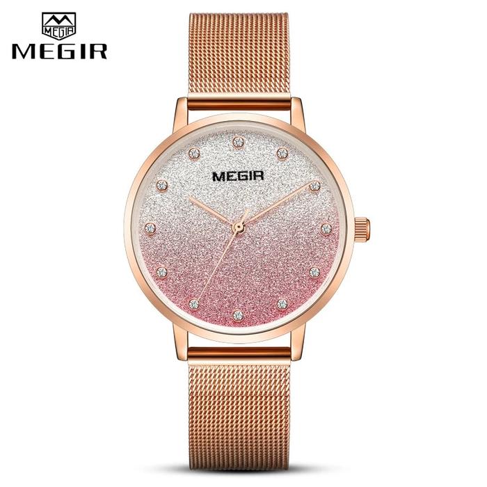 MEGIR Jam Tangan Wanita Rose Gold Jam Tangan Gelang Wanita Jam Tangan