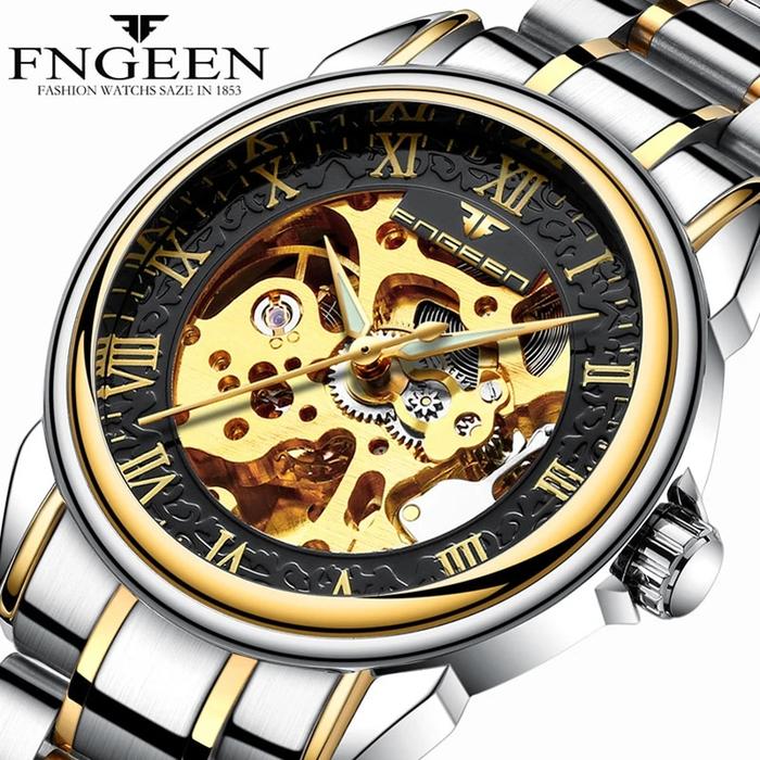 Jam tangan Mekanikal otomatis pria, arloji Tourbillon pria, jam