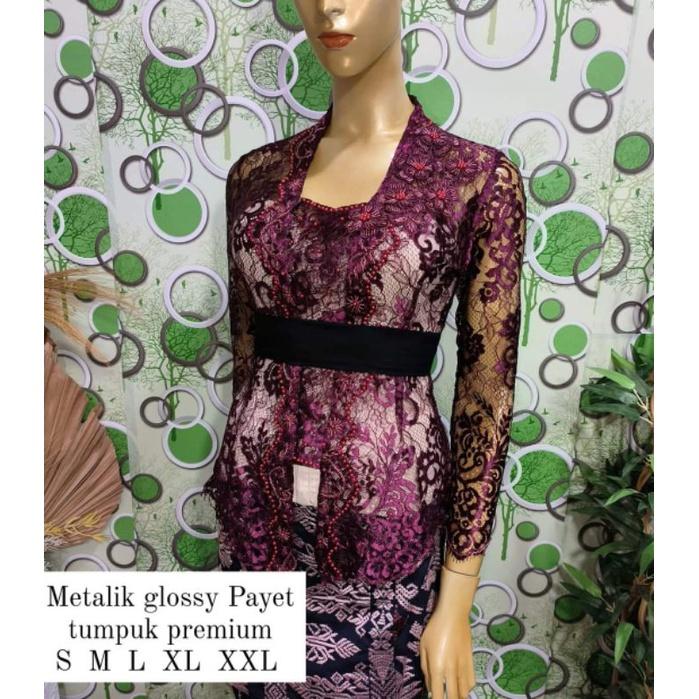 Kebaya Jadi Brokat Metalic Glossy Payet Tumpuk Premium Slim N' Fit