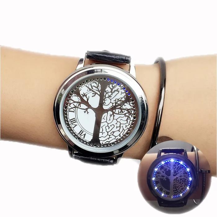 Jam tangan Led layar sentuh untuk pria, arloji layar sentuh sederhana