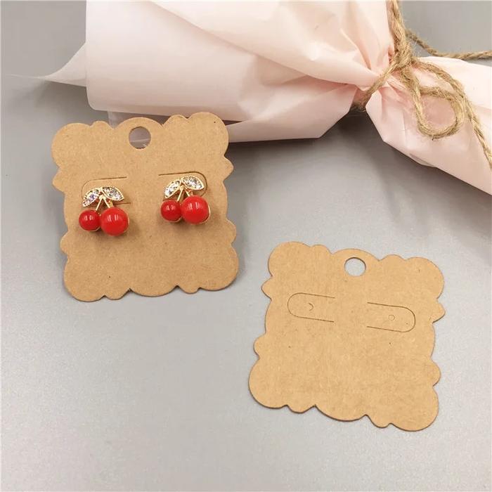 50 Pcs Square Laciness Bentuk Anting-Anting Kertas Kartu Vintage