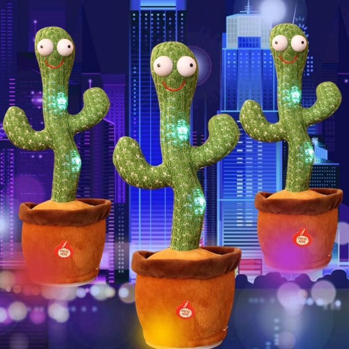 Bisa Rekam Suara + Led Mainan Kaktus Dancing Cactus Tiktok Toys Talk