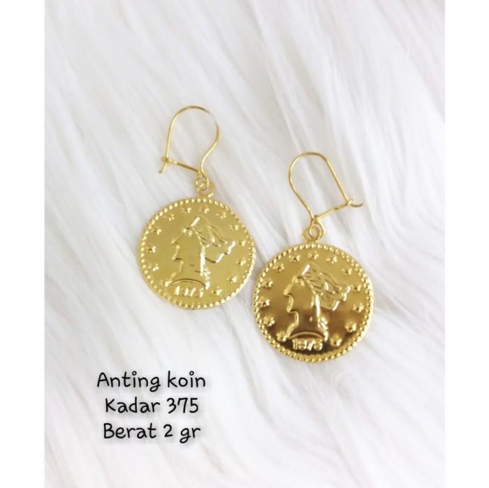 Anting koin emas asli kadar 8karat/375% fashion wanita