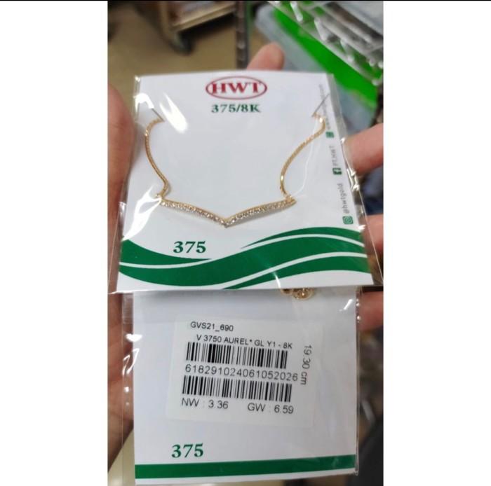 Gelang emas asli aurel hwt gold kadar 375/8karat mata putih fashion