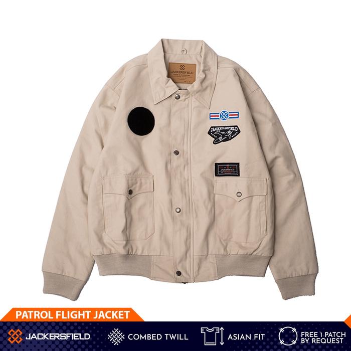 Jackersfield Patrol Flight Jacket Ivory Jaket Bomber Pria Twill