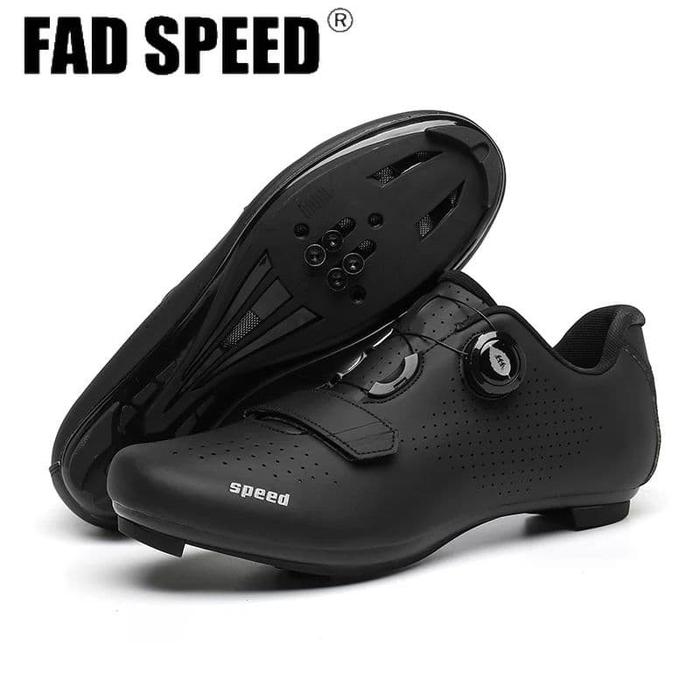 Ready Stock Sepatu Roadbike Multi Cleat Speed Black - Road Shoes Gowes