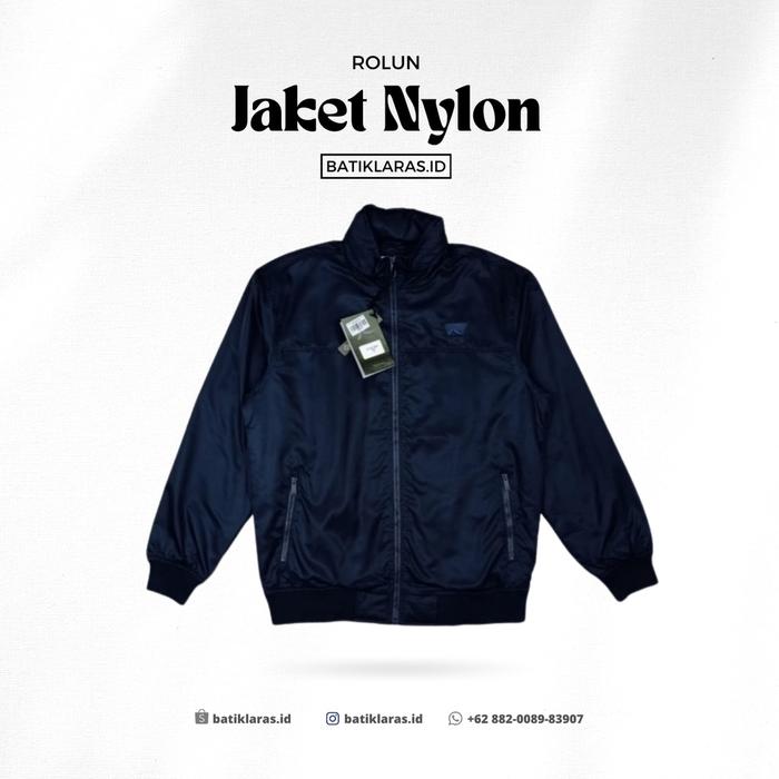 Jaket Rolun Pria Dewasa Nylon Hoodie Navy JK0576