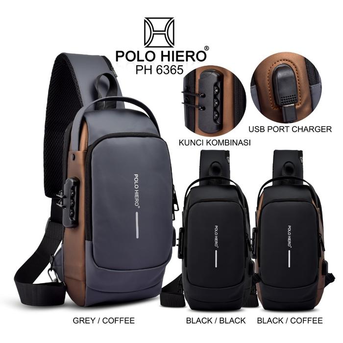 (CPH) Tas Slingbag Gembok Polo Hiero 6365 Tas Dada Cowok Waterproof