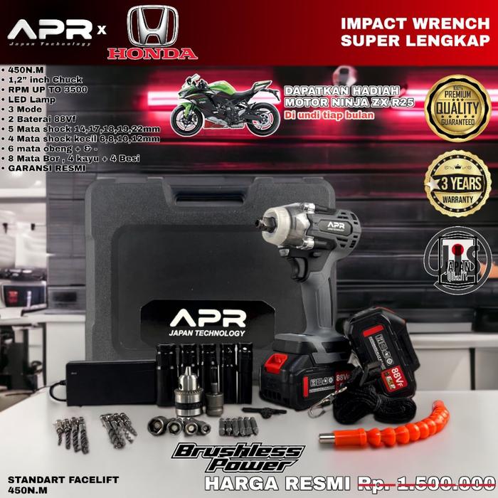 promo 1jam Impact wrench garansi resmi 5thn APR JAPAN HONDA 450NM NEW