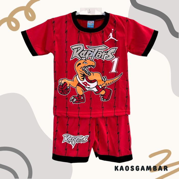 Setelan Jersey Basket Anak Laki Laki Raptors NBA Basketball 1-12 Tahun