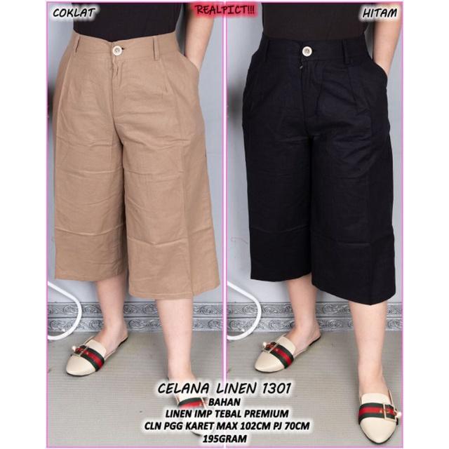 ZO808 Celana kulot kode 1301 bahan linen, pinggang karet lp maksimal