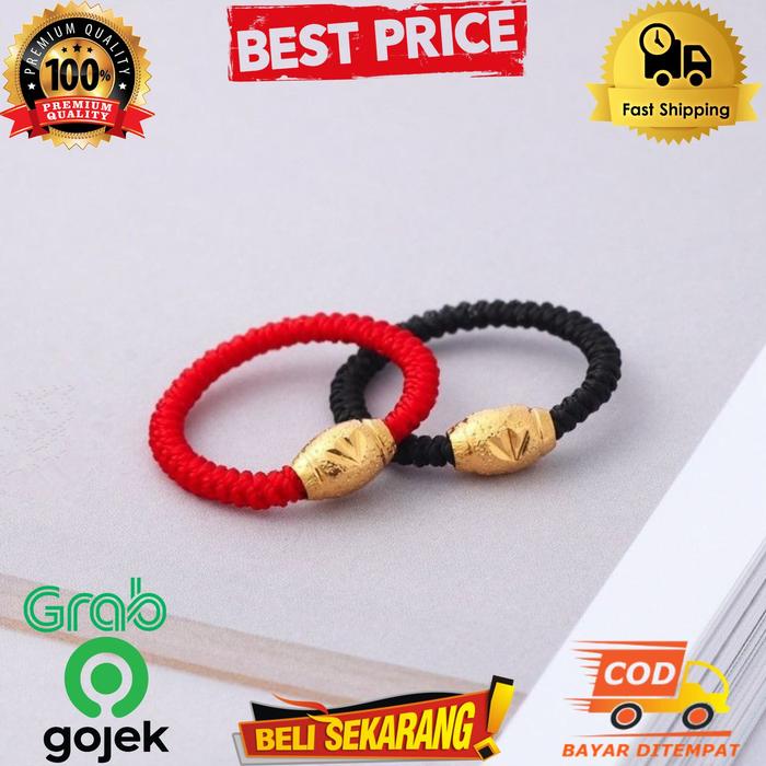 Cincin Tali Couple Hitam Merah Keberuntungan Lucky Charm China C238