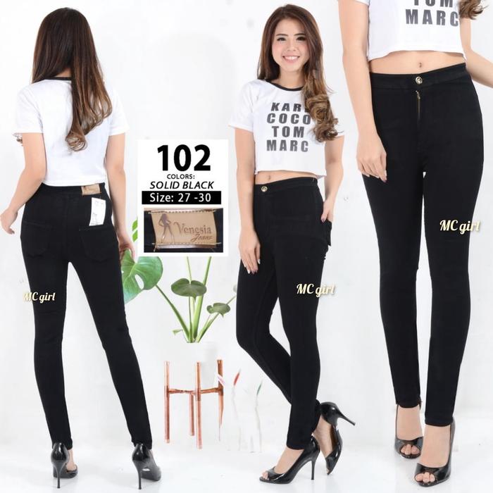 LO880 ( Size 27 - 34 ) MC girl - High Waist Hitam Wanita / Highwaist