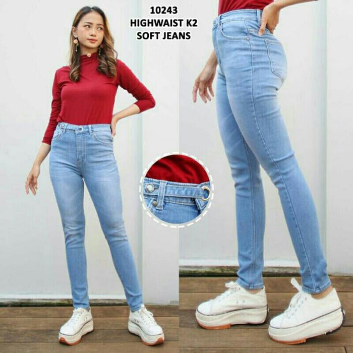 TF988 ARE_Celana Jeans Wanita/Cewek High Waist/ HW Pensil/Skinny Sobek