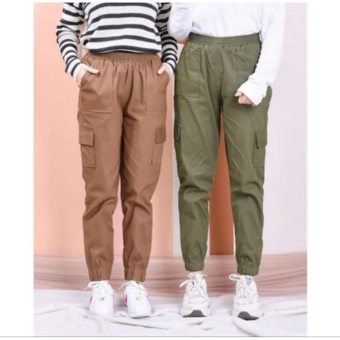 BM802 Celana Joger pants cargo american drill wanita | Celana Kargo