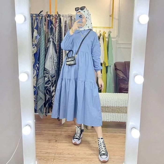 Ac ~ Serina Tunik Midi Dress BAHAN KATUN POLY |  Ootd Lumajang