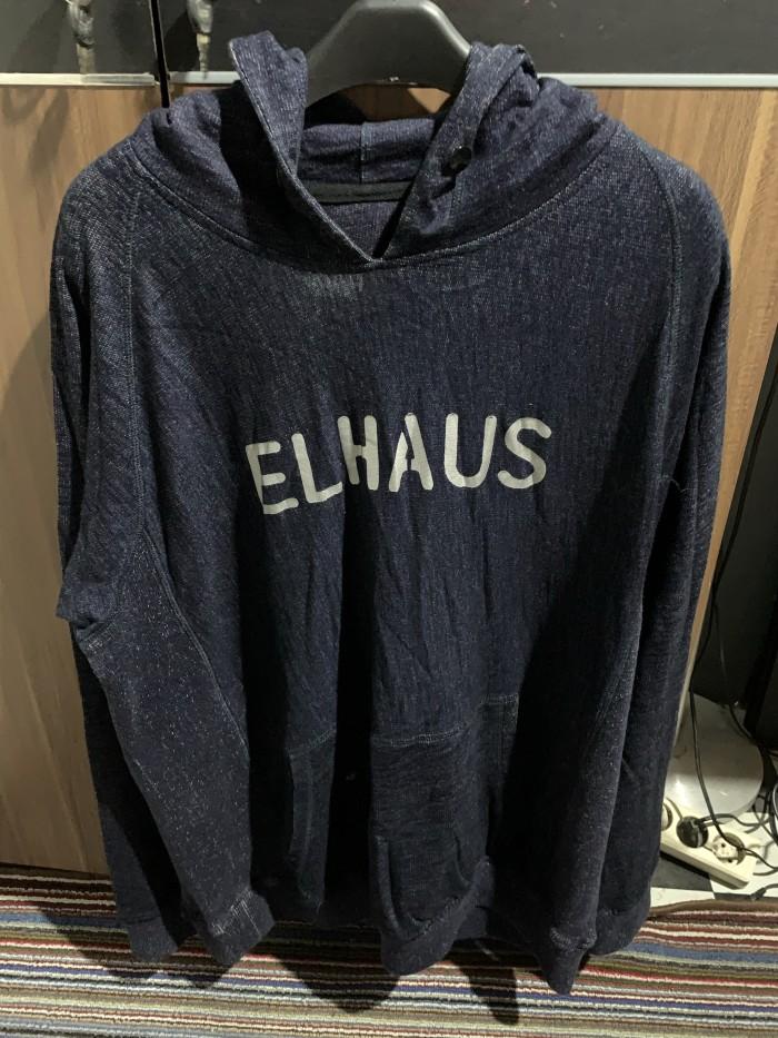 ORIGINAL ELHAUS HOODIE JUMPER MOTIF WARNA DENIM SIZE L