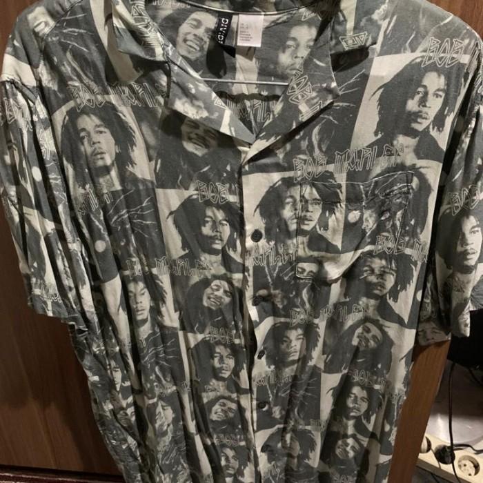 Original H&M Bob Marley Shirt Kemeja Rayon HNM HM Size L