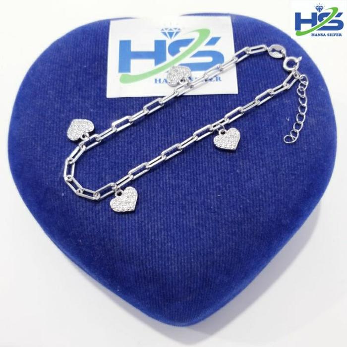 Gelang Perak Asli Silver 925 Lapis Emas Putih Model Rantai Nori Catena