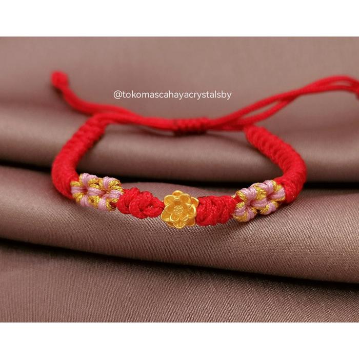 Gelang Charm Teratai Lotus Emas kadar 24k HK Hongkong 999.9% 9999 &