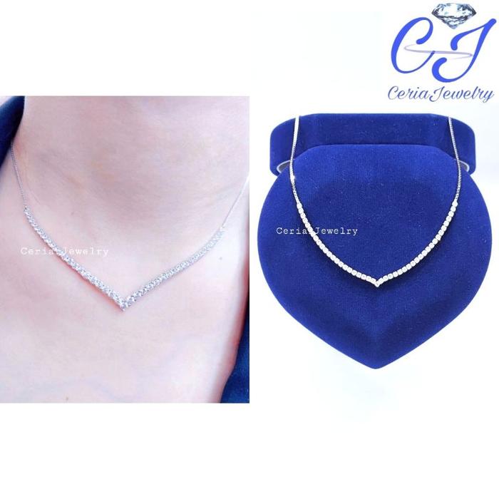 Kalung Perak Asli Silver 925 Lapis Emas Putih Model Berlian/Kalung