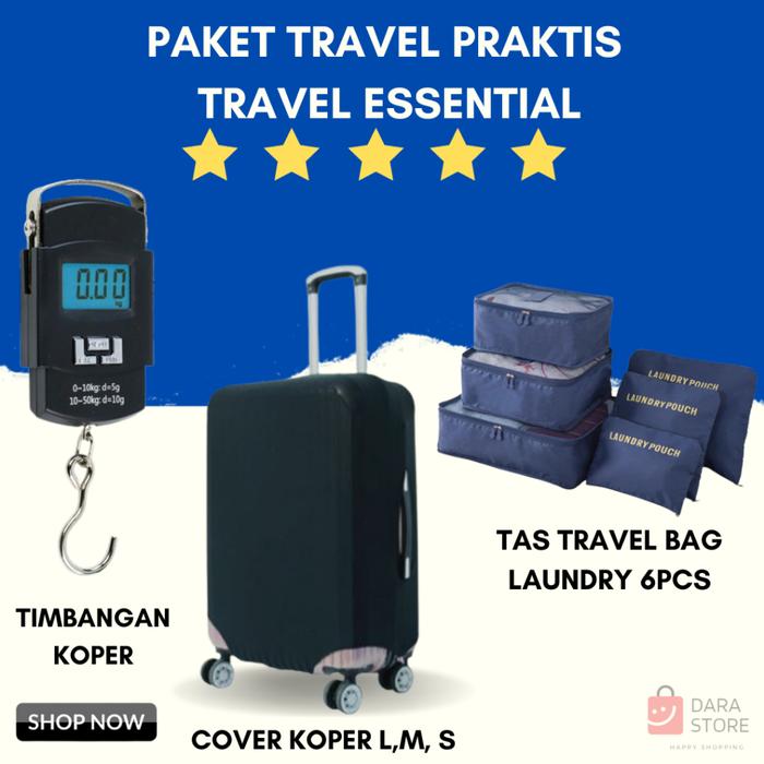 Paket Irit Travel Cover Koper Timbangan Koper dengan Tas Travel Murah