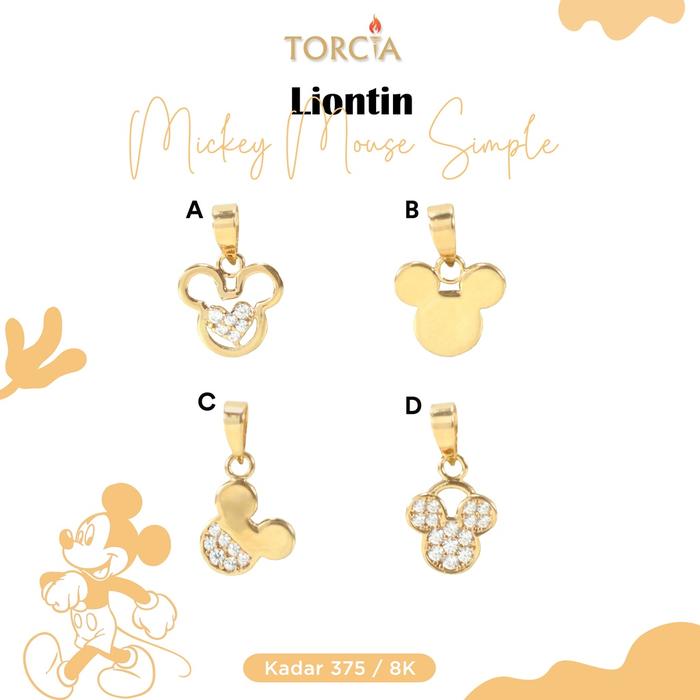 Liontin Mickey Mouse Emas Asli Simple Torcia Kadar 375