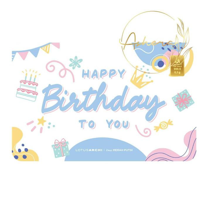 AsheraGold Lotus Archi Mini Gold Ucapan Happy Wedding Birthday Born