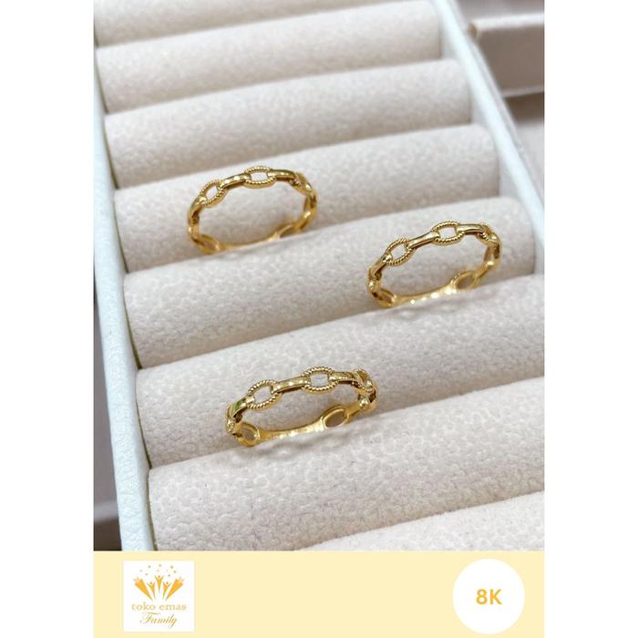 Cincin emas 375 model variasi Mata dan Ukir 0,5 - 1 gram
