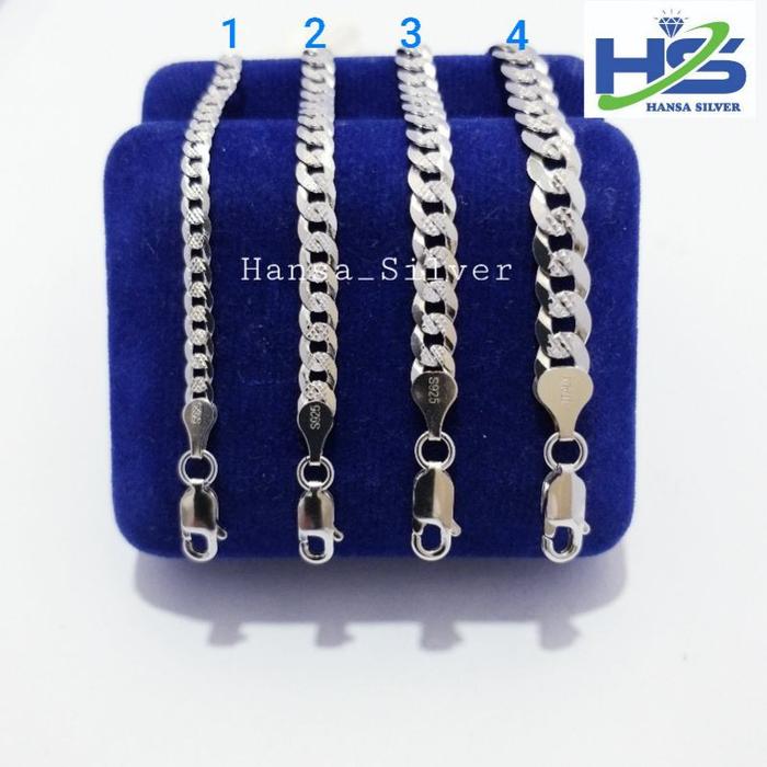 Gelang Perak Asli Tangan Pria Wanita Silver 925 Lapis Emas Putih
