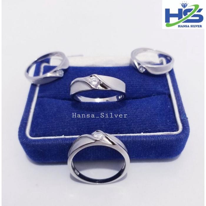 Cincin Perak Silver Asli 925 Lapis Emas Putih Model Couple Tunangan