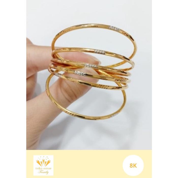 Gelang emas anak Kadar 375 (8K) model keroncong berat 1 - 2 gram an