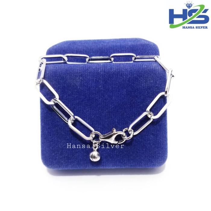 Gelang Perak Asli Silver 925 Lapis Emas Putih Model Rantai Catena -