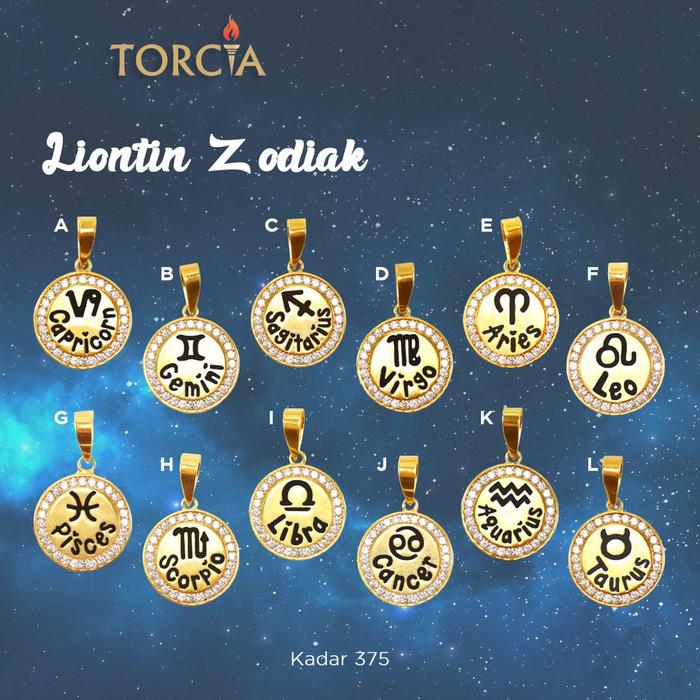 Liontin Zodiak Emas Asli Torcia Kadar 375