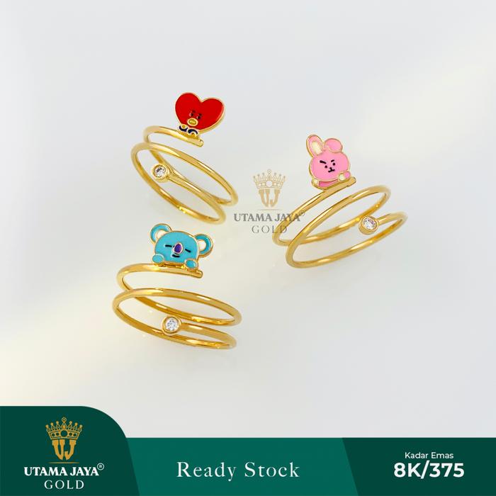 Cincin model spiral mainan BT21 cat + mata 375 / 8k