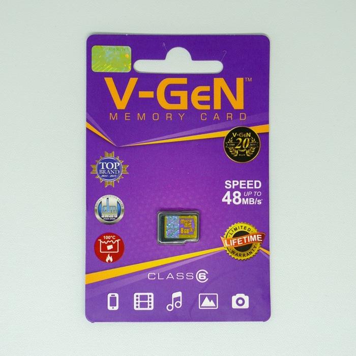 d| micro sd 8gb class 6 v-gen memory card vgen 8 gb original