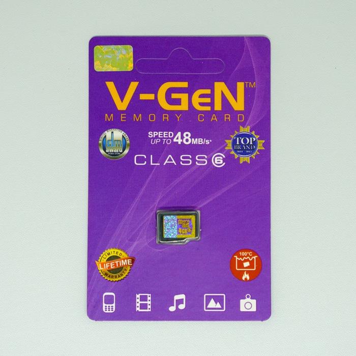 d| micro sd 4gb class 6 v-gen memory card 4gb vgen original